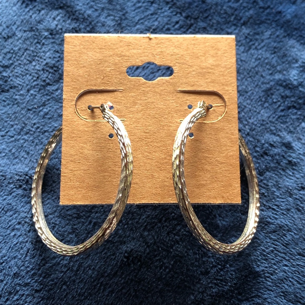Vintage 80s textured silver plated hoop earrings